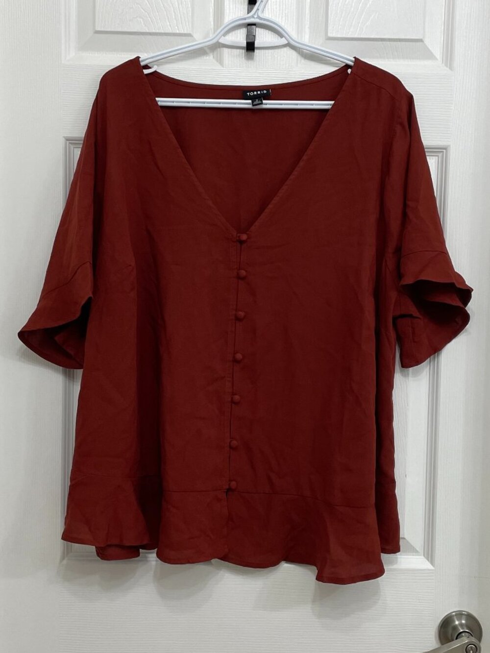 Torrid Harper Terracotta Chiffon V-Neck Button Popover Blouse Top Size 2 2X 18 2